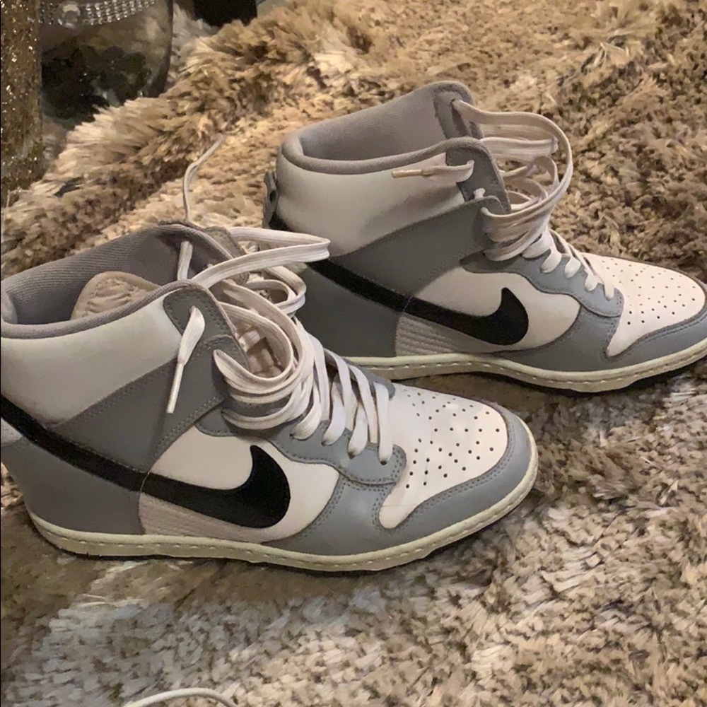 Nike Wedge  1’s Grey White with black swoosh